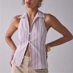 Urban Outfitters Multicolor Striped Sleeveless Button-Down Shirt